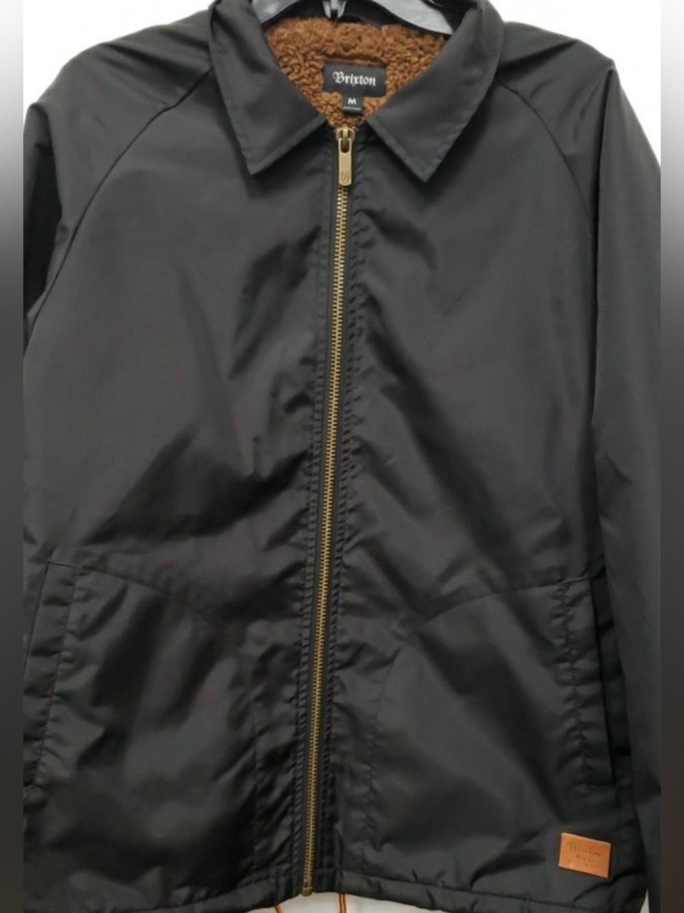 NWOT Brixton Black Windbreaker Jacket with Brass Zipper